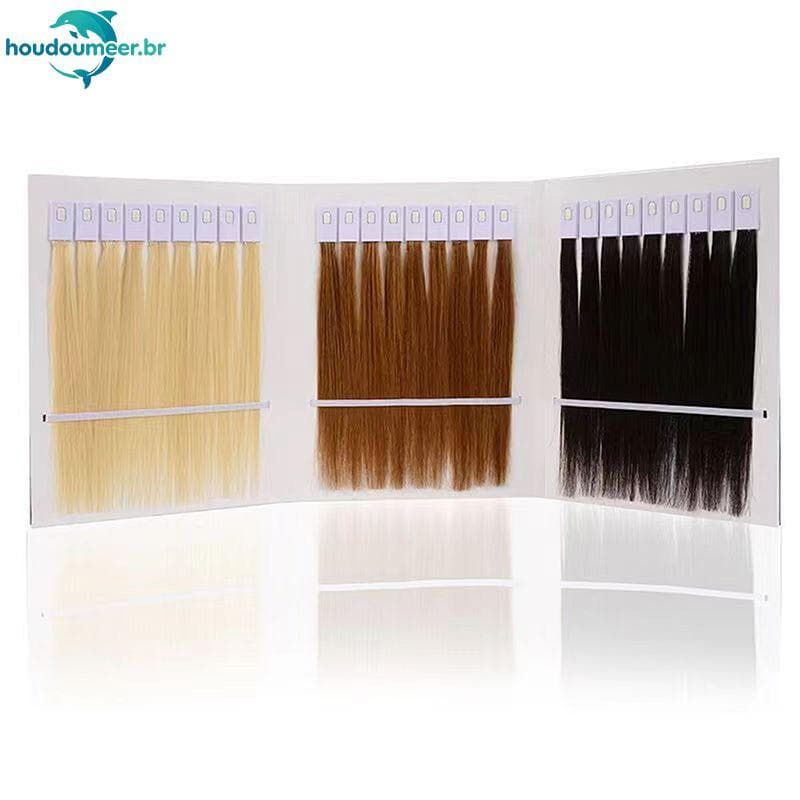 HOUDO 30 Peças 23cm Anéis De Cor De Cabelo Humano Real Amostras Para Extensões Ferramentas De Salão De Beleza Tingimento