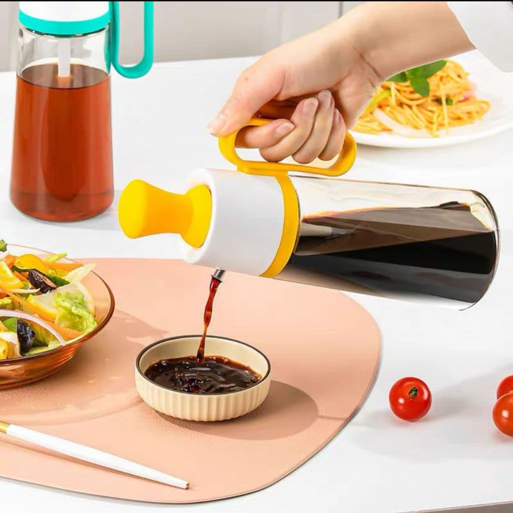 Dispenser de Vidro 550ml para Azeite Óleo Vinagre Molhos Tampa Automática