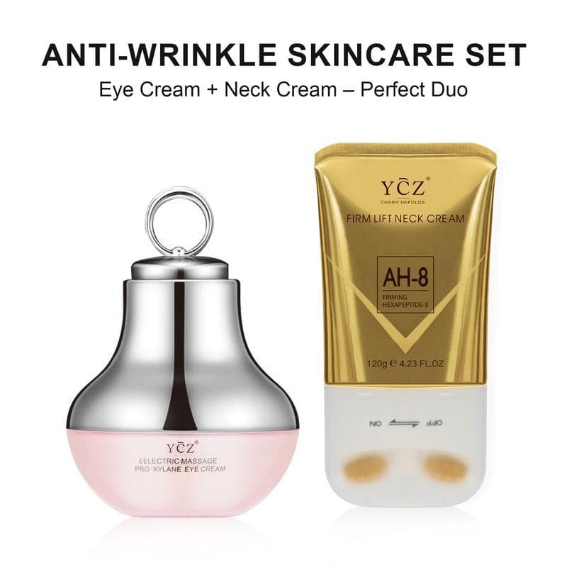 Conjunto YCZ para Cuidado do Pescoço e Olhos - Redução de Linhas Finas, Tratamento para Olhos e Pescoço, Hidratante para