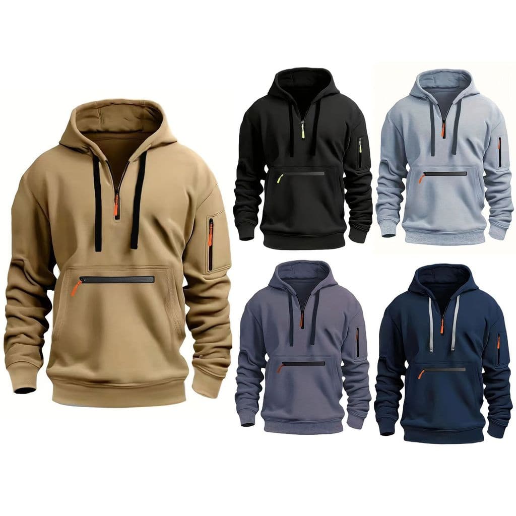 Outono inverno Cross-Border moletom masculino com capuz bolso à prova dwaterproof água zíper Multi-bolso pulôver masculi