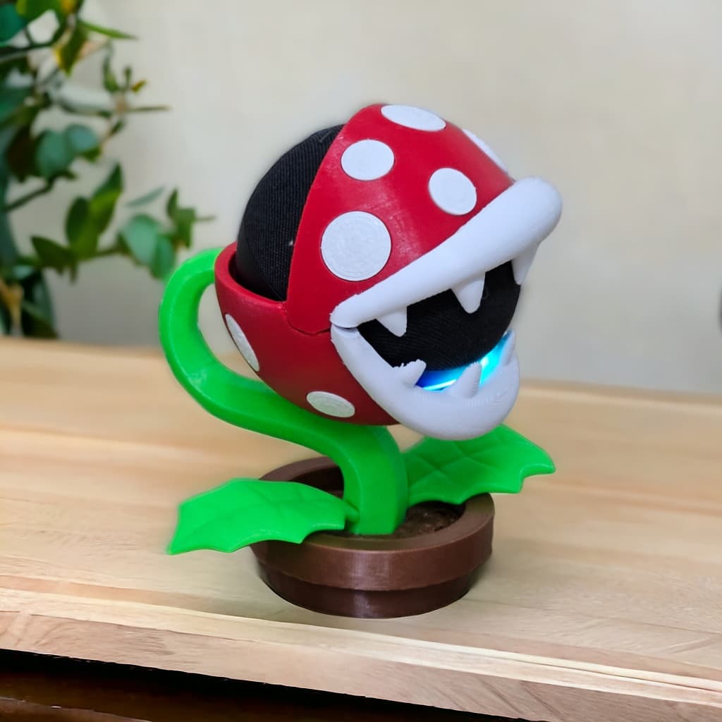 Suporte Alexa Echo Dot 4 ou Echo Dot 5 Planta Piranha Super Mario Presente, decoração, stand de mesa