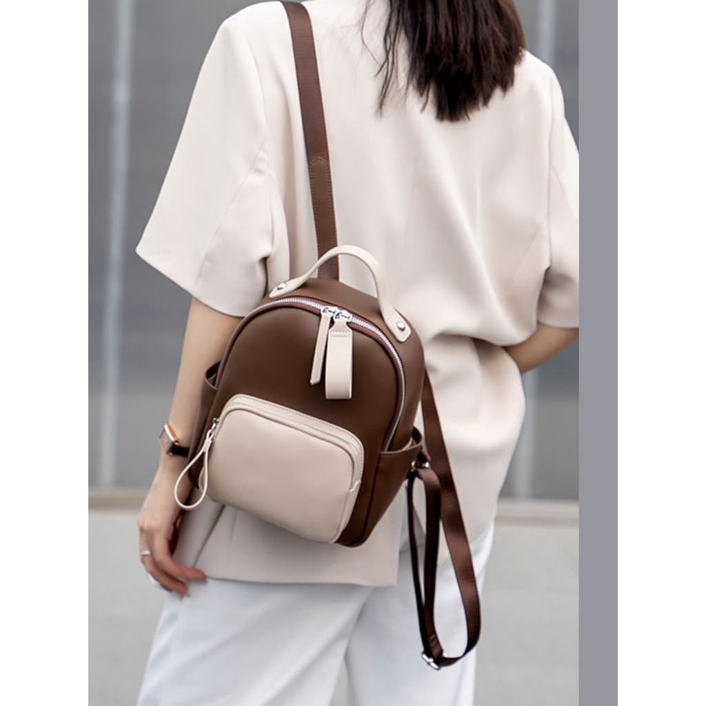 Genuíno couro genuíno pequena mochila feminina 2026 novo estilo elegante All-Match senhoras mochila viagem leve couro Hi