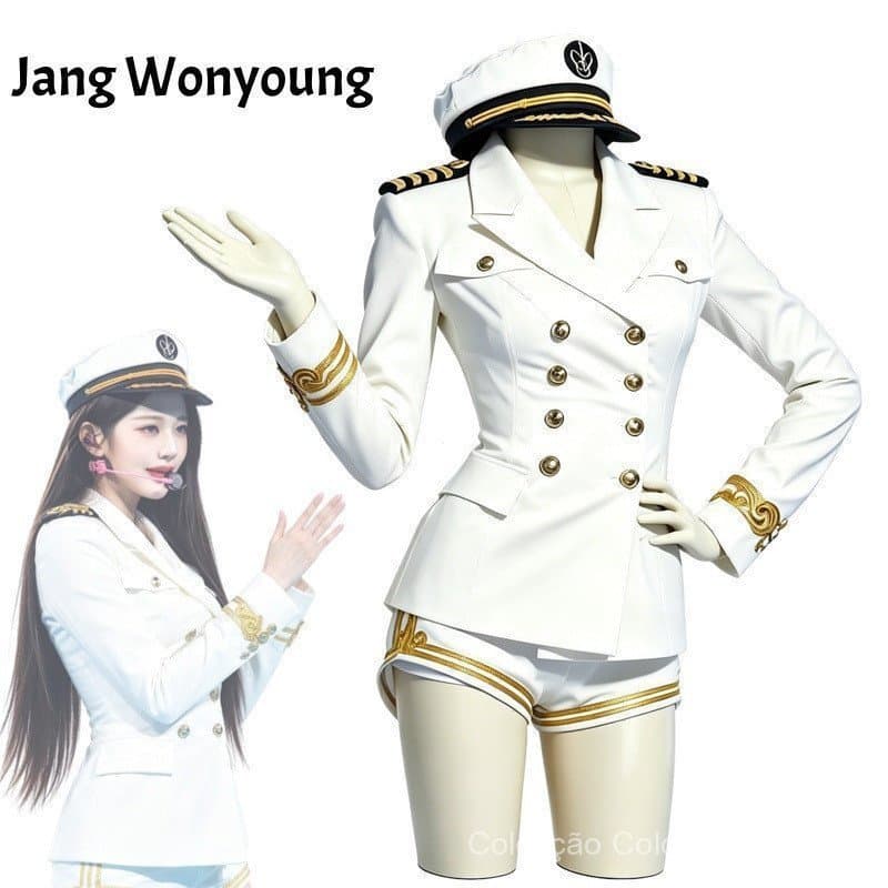 Cosplay Jang Wonyoung IVE Kpop Uniforme de Marinheiro Branco e Azul Feminino para Show de Palco de Ídolo Coreano YUUX 80