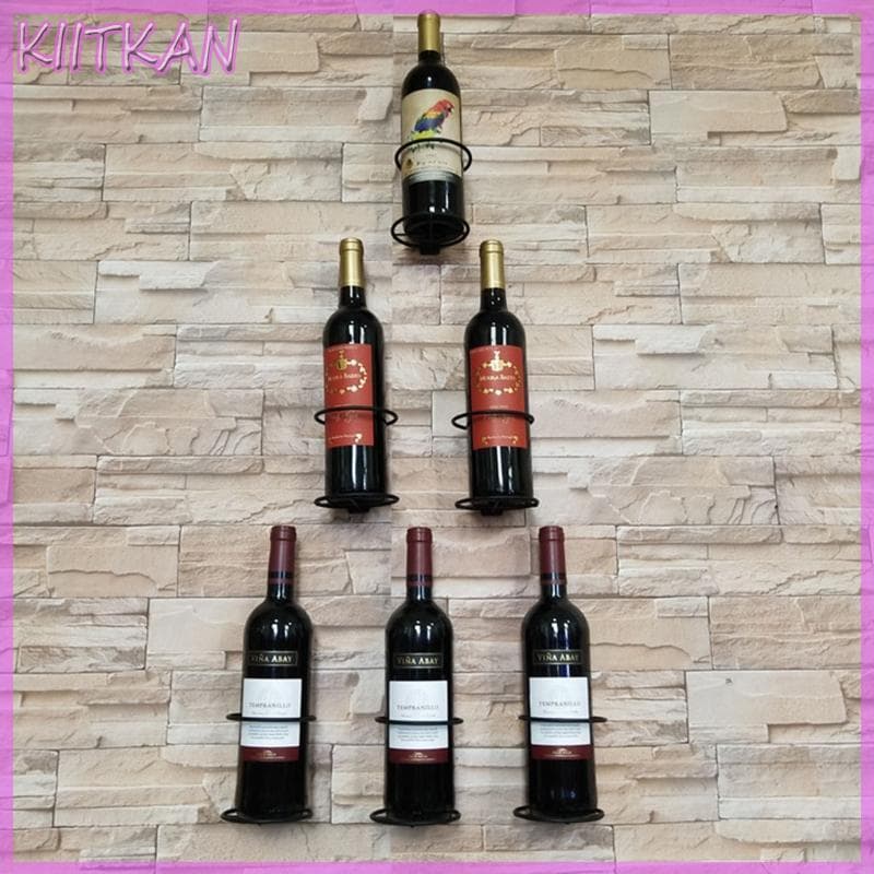 KIITK Fixado Parede Rack Vinho Ferro Garrafa Display Pendurado Organizador Garrafas Licor S