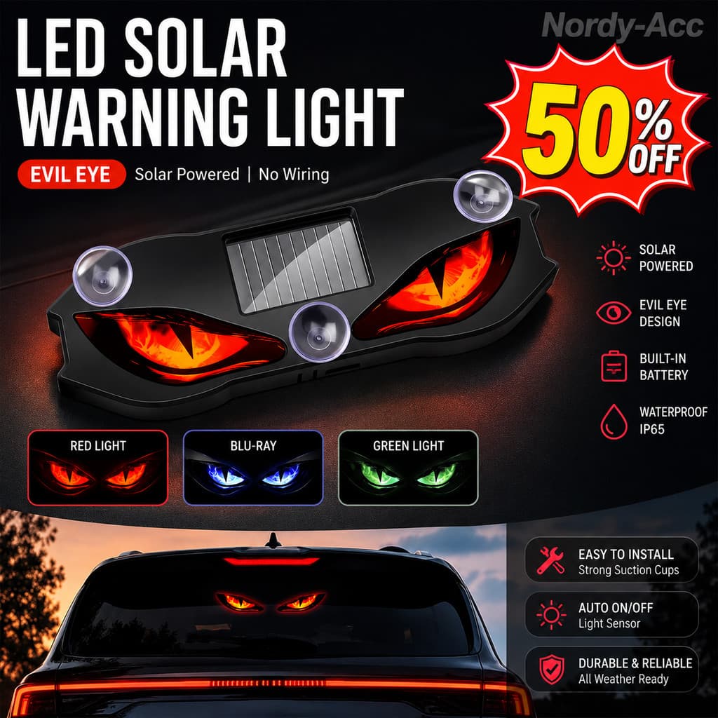 2026 Nova Luz De Advertência Do Carro LED Movida A Energia SOLAR Nove Caudas Raposa Dinâmica Diabo Olho Ambiente Univers