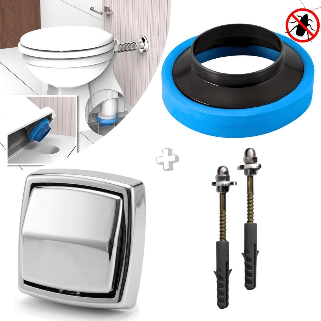 Kit Instalação do Vaso Sanitário: Anel Vedação com Guia, Parafusos B10 e Acabamento Hidra Deca