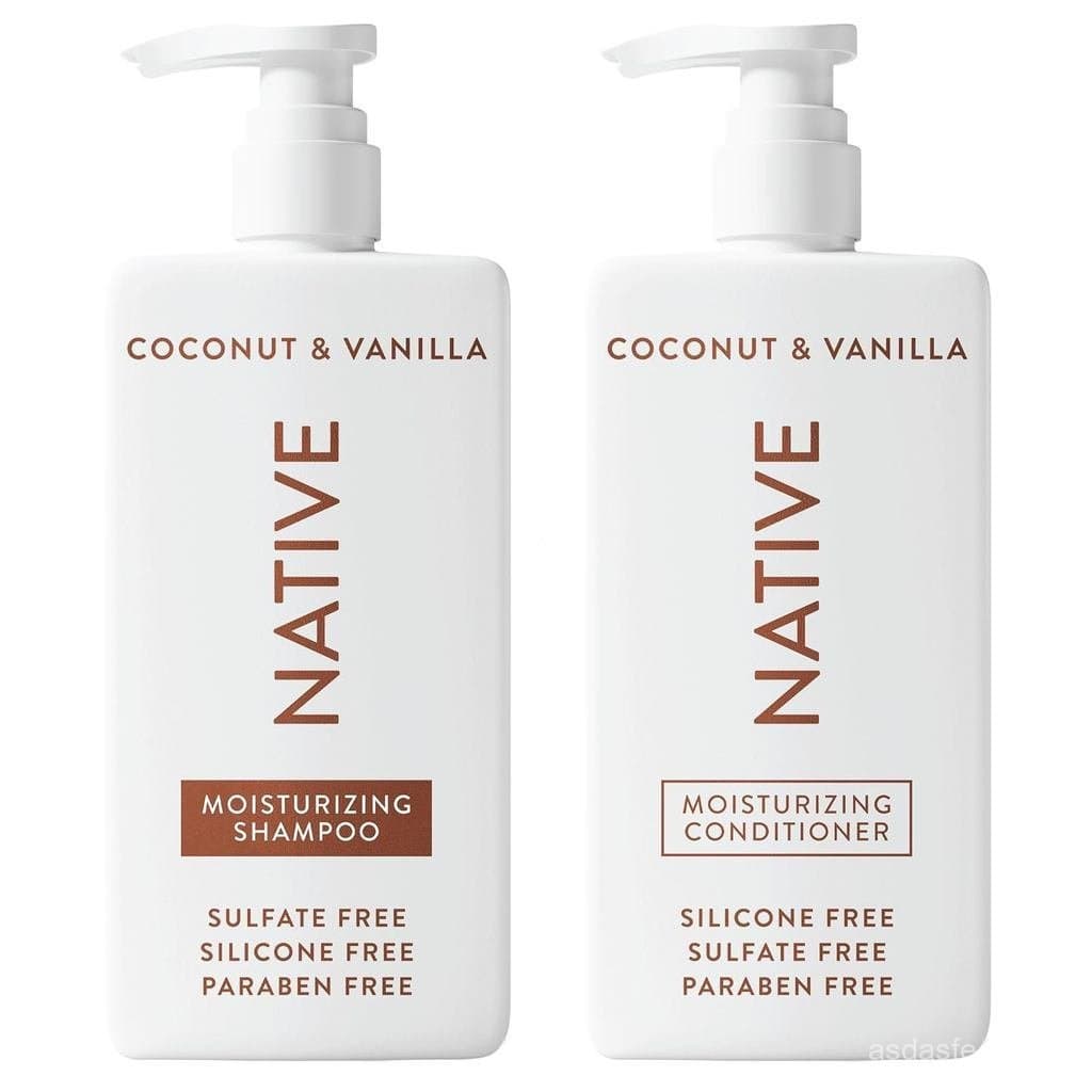 Shampoo e condicionador natural de coco e baunilha contém ingredientes extraídos. |     Todos os tipos de cabelo, inclui