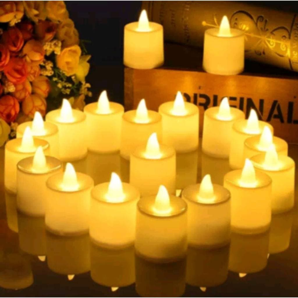 Kit com 6 Velas LED Eletrônicas Decorativas com Efeito Chama Tremulante Luz Amarela Quente Baterias Inclusas