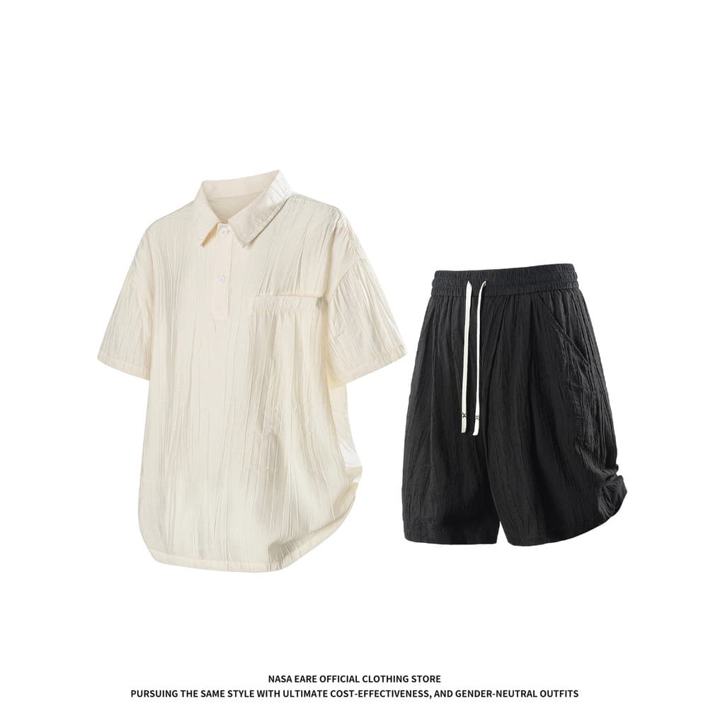 NASAB-EARE Casual estilo esportivo camisa de manga curta terno masculino verão 2026 novo estilo All-Match Shorts terno d