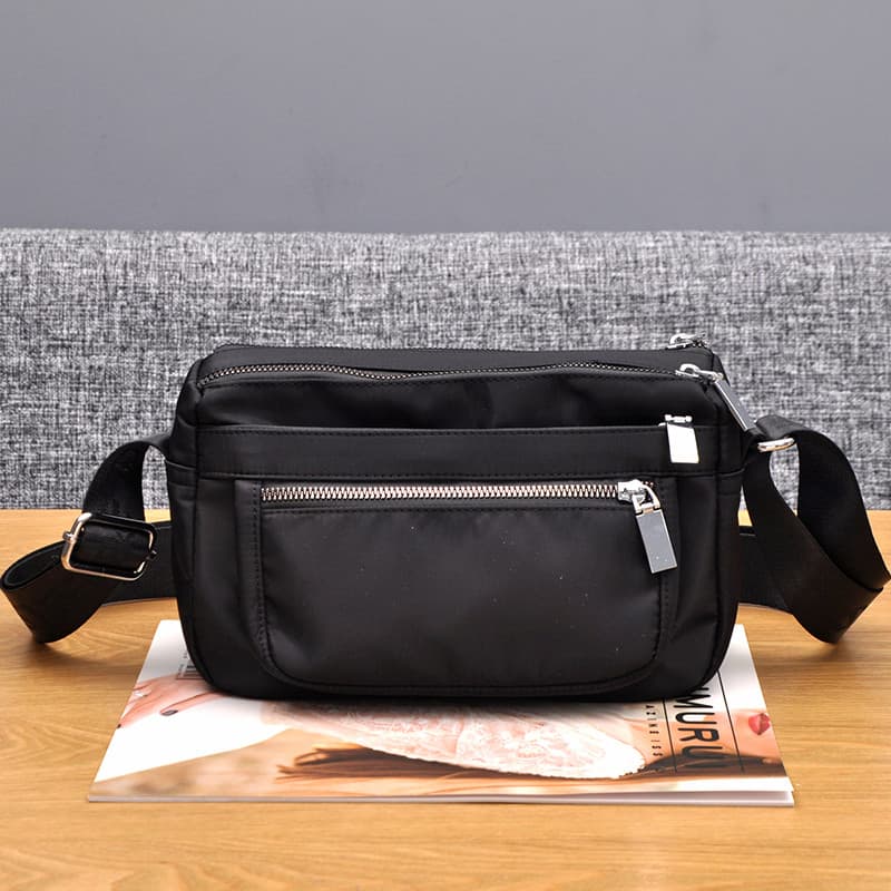 Bolsa Crossbody de Nylon unissex, bolso multicamadas, bolsa de negócios, carteira de um ombro, à prova d'água, Casual, l