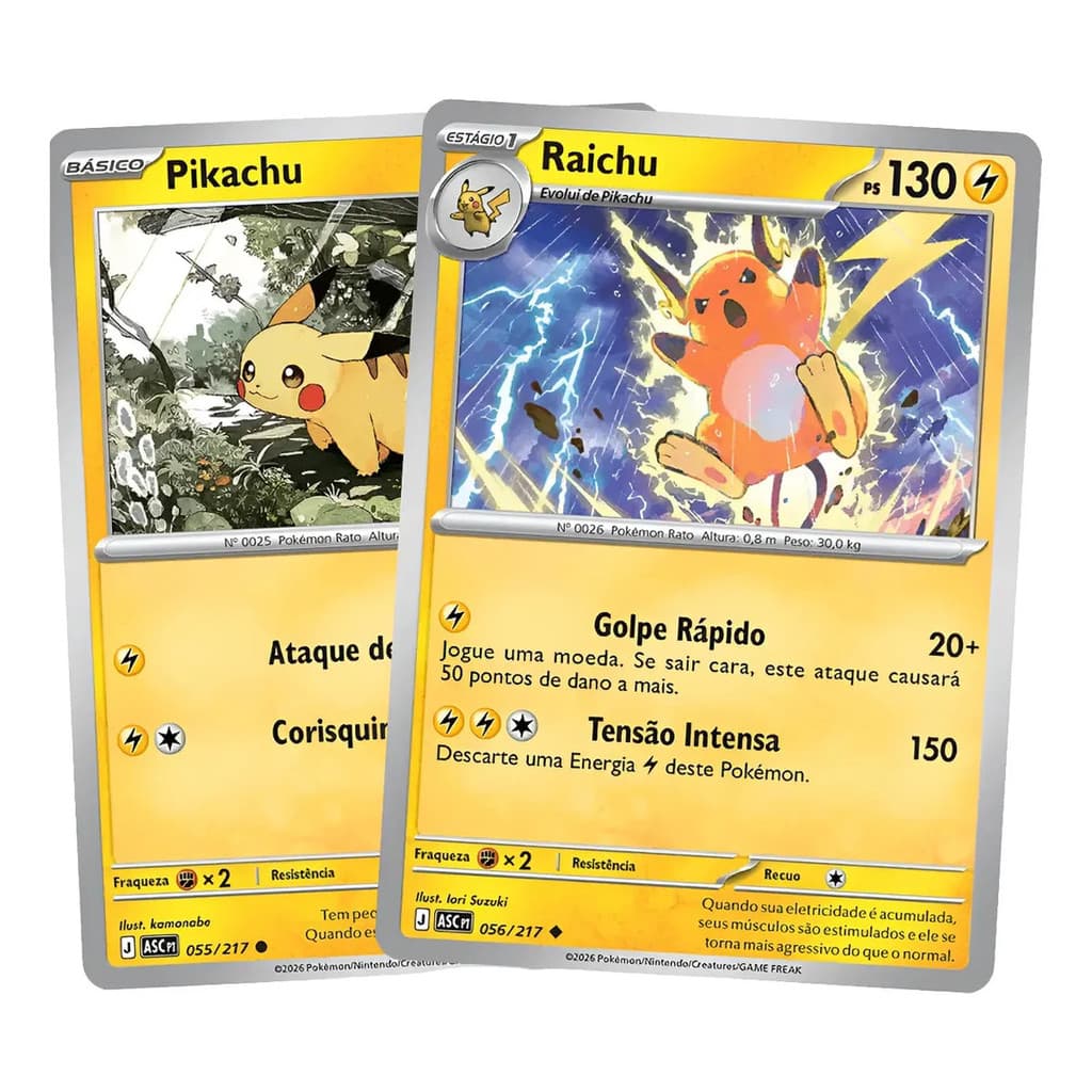 Raichu E Pikachu Carta Pokemon Coleção Heróis Excelsos
