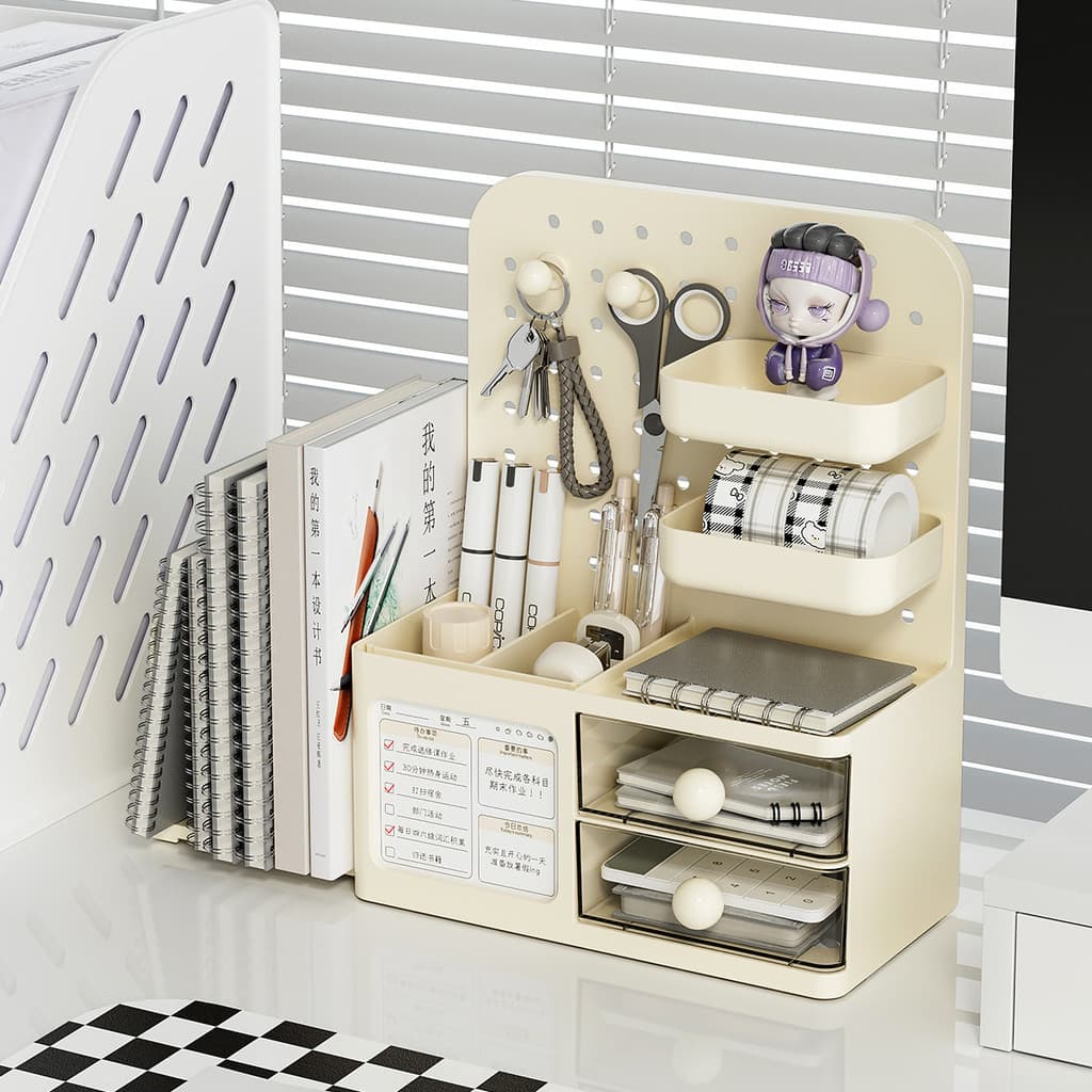 Desktop buraco placa caixa de armazenamento quarto estante organizador escritório estudante dormitório papelaria DIY can