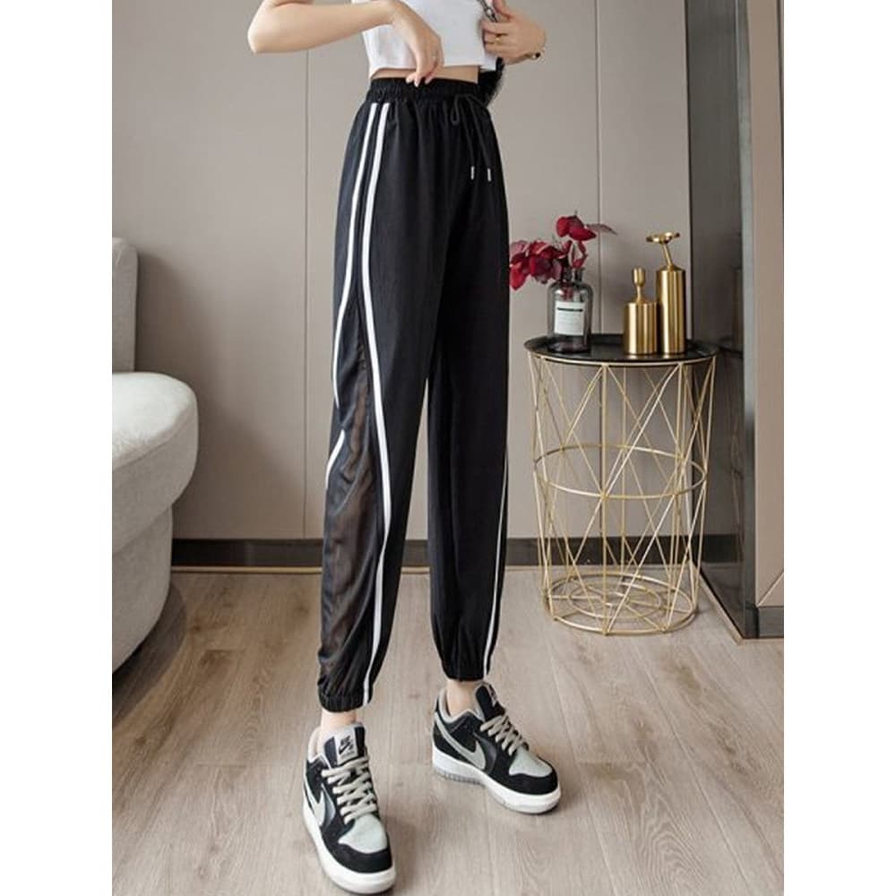 Perna Pick-up desconto moletom feminino de seda gelo cintura alta Drape Casual calças de secagem rápida soltas Bloomers