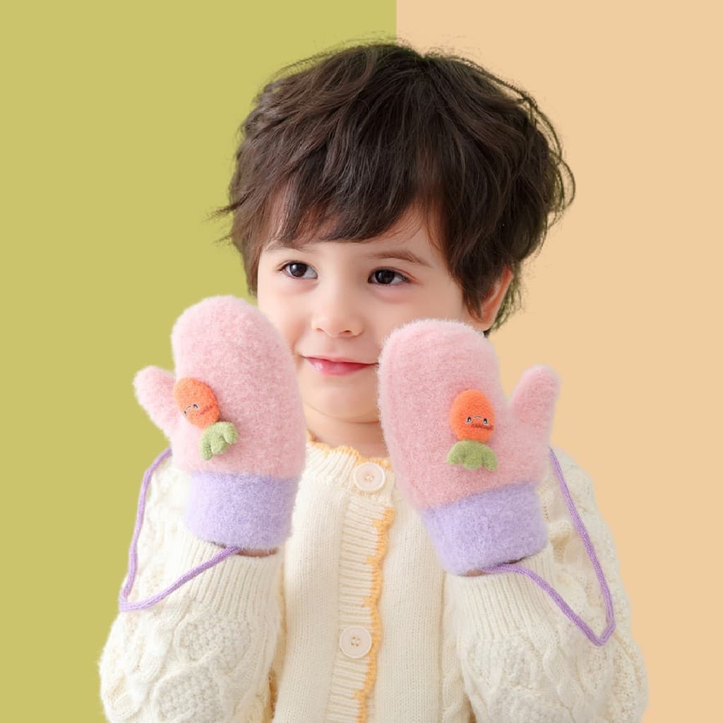 Luvas de bebê inverno forro de lã engrossado ao ar livre proteção contra frio 1-2-3 anos de idade da criança meninos men