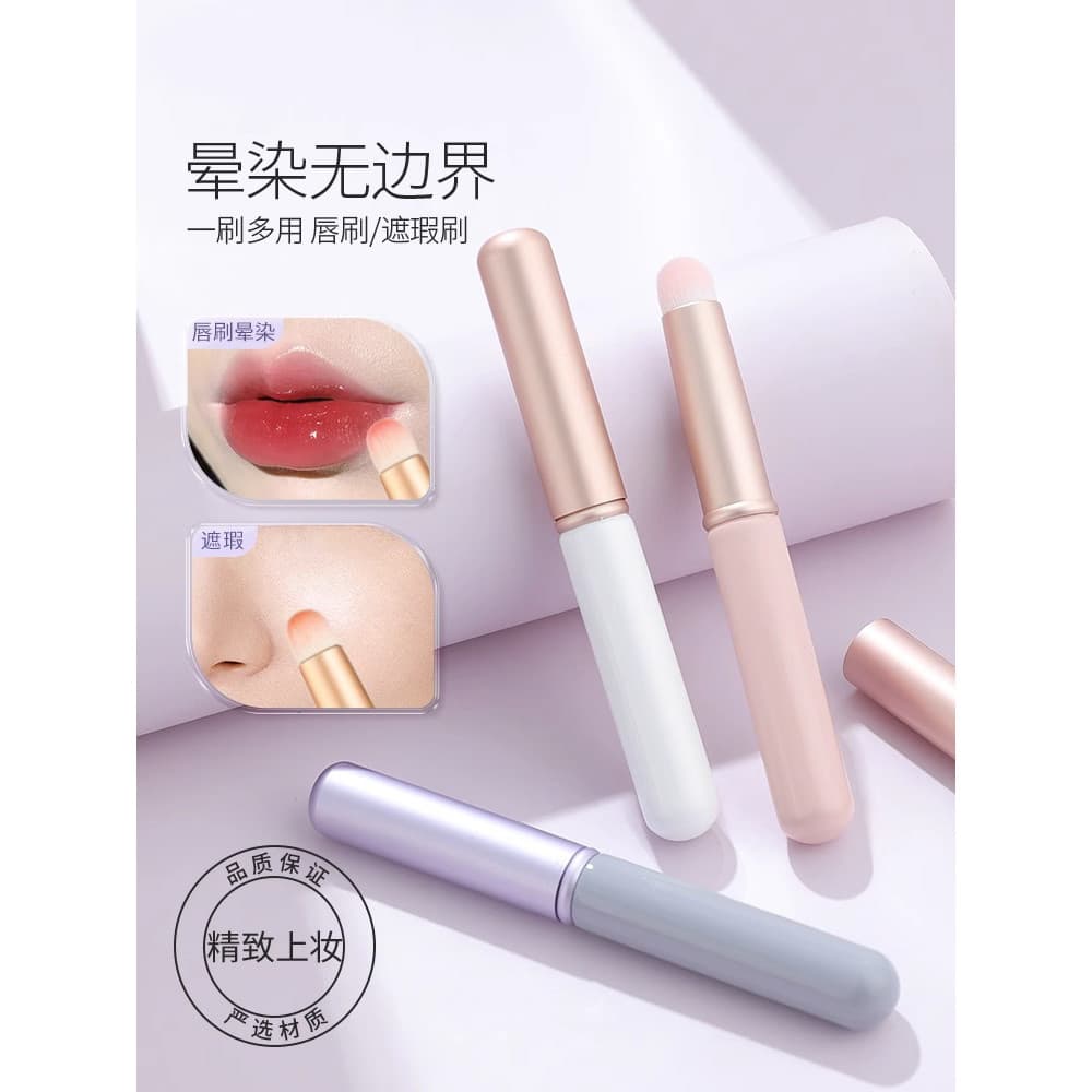 Pincel labial com tampa Pincel pequeno de cabeça redonda para manchas Mini pincel de maquiagem Pincel de corretivo multi