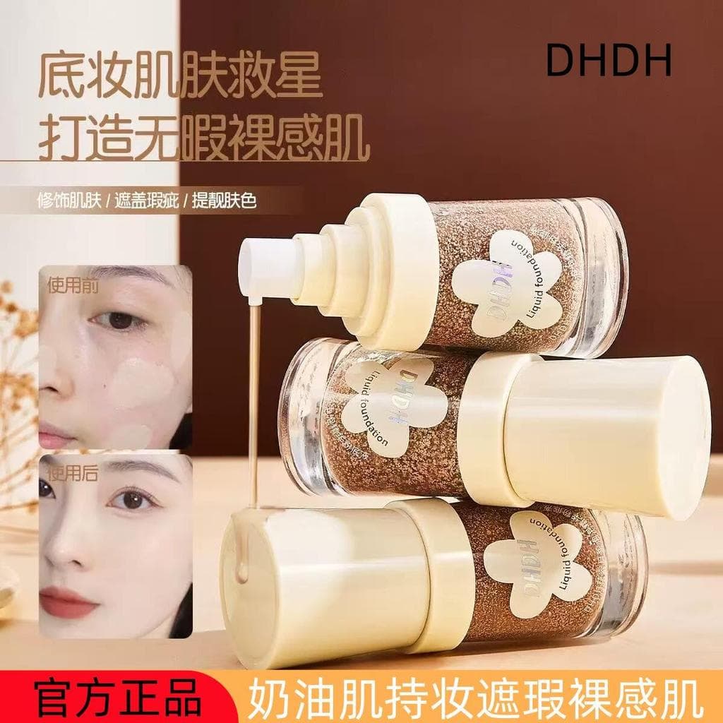 Genuíno DHDH flor Rongyue rosto bolha essência base líquida ocultando hidratante claro nu sentido serviço à prova dwater