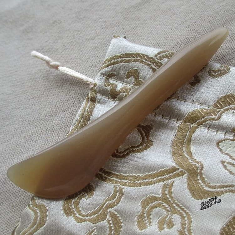 Grosso bom rosto barbear beleza Natural branco chifre de búfalo raspagem placa chifre Facial raspagem massagem tendão va
