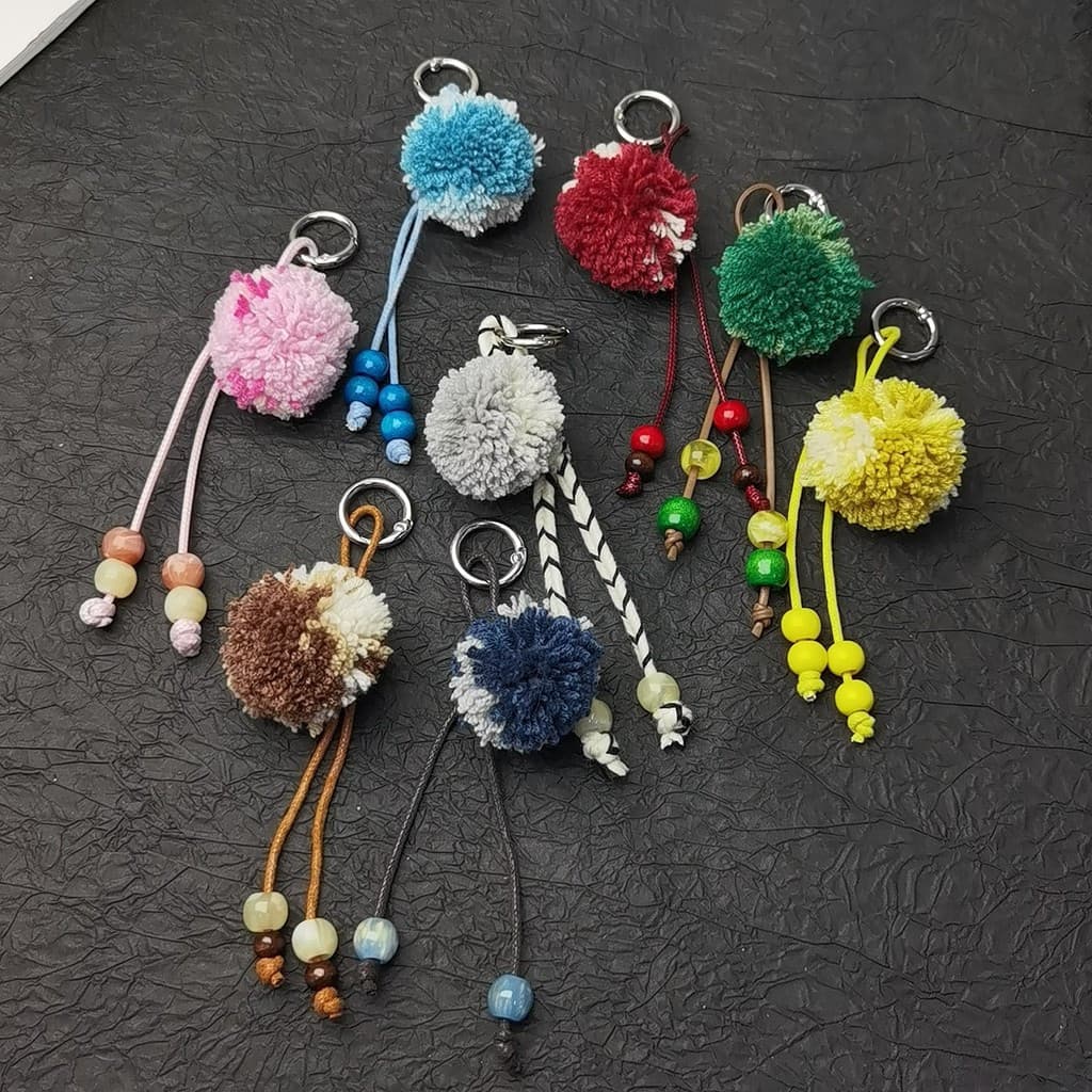 Cordão para capa de celular, acessório para cinto de jeans, chaveiro, pingente versátil com pom-pom, amuleto para bolsa