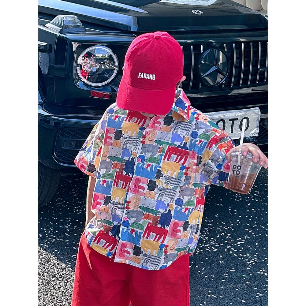 Panda Yuanyuan camisa infantil meninos 2025 novo estilo meninos camisa Casual verão de manga curta respirável fino topo