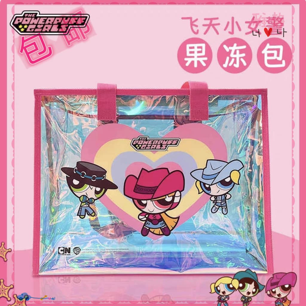 Watsons Powerpuff Girls Series Jelly Bag Hole Bag Impermeável Grande Capacidade Portátil Bolsa de Armazenamento de Um Om