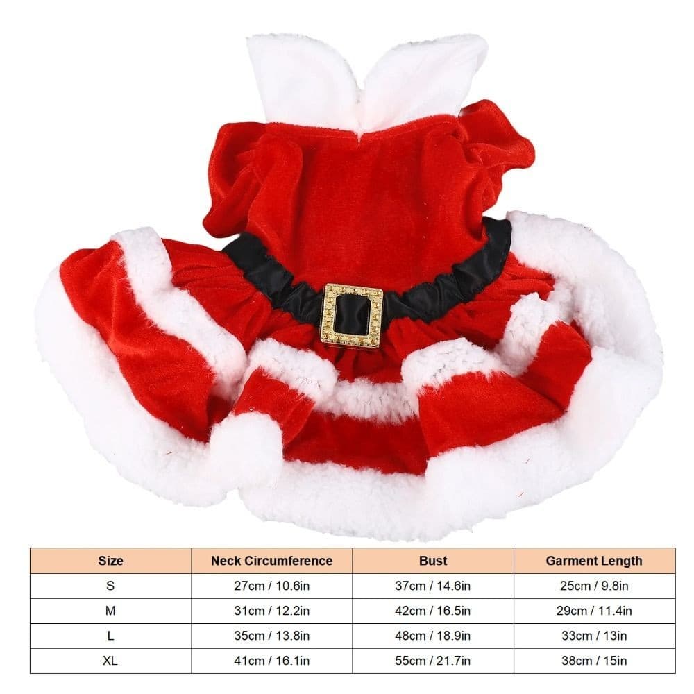 Saia de Papai Noel para Cães, Roupas de Inverno Macias e Respiráveis para Cães, Fantasia de Natal Quente e Fofa