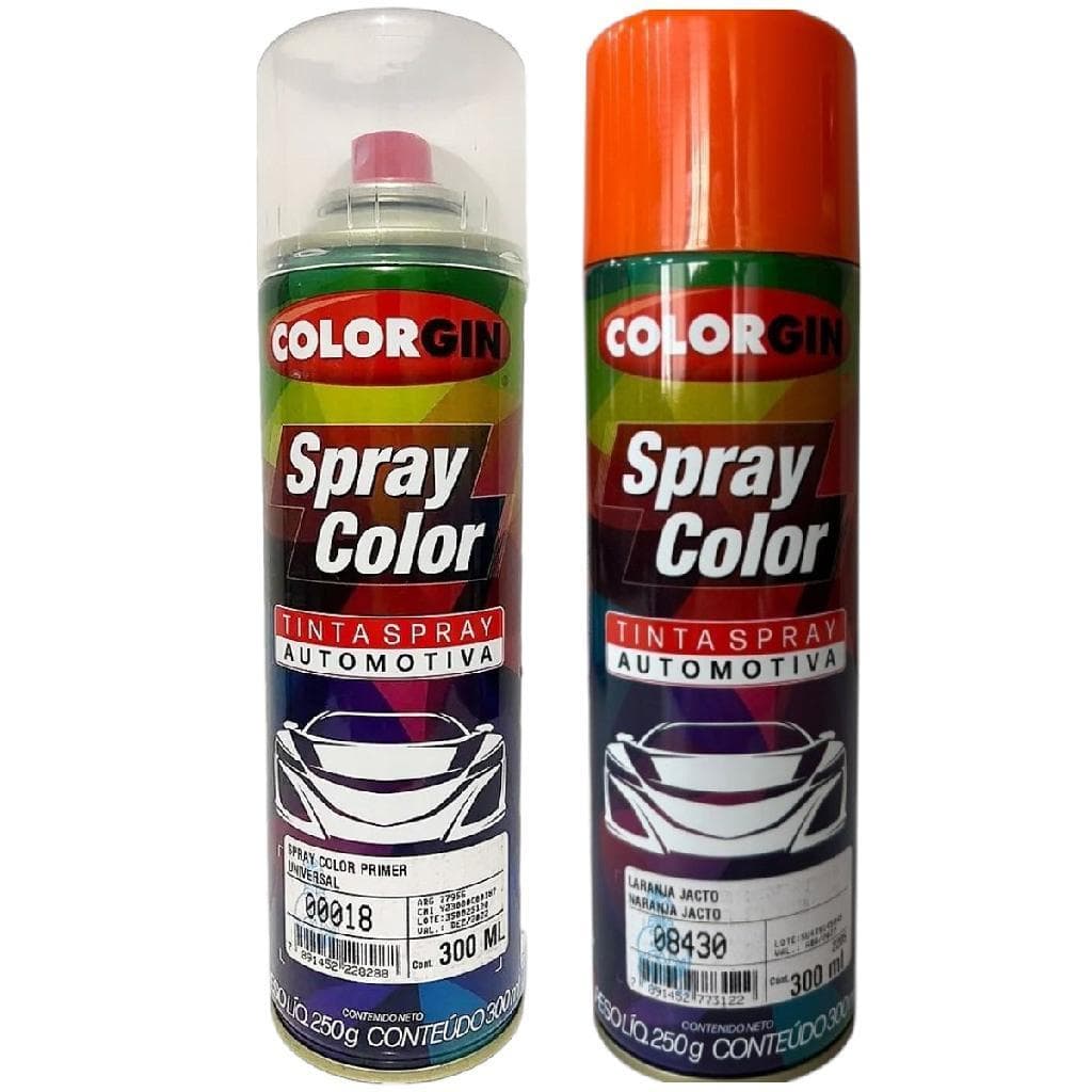 KIT TINTA AUTO. COLORGIN LARANJA JACTO + PRIMER UNIVERSAL