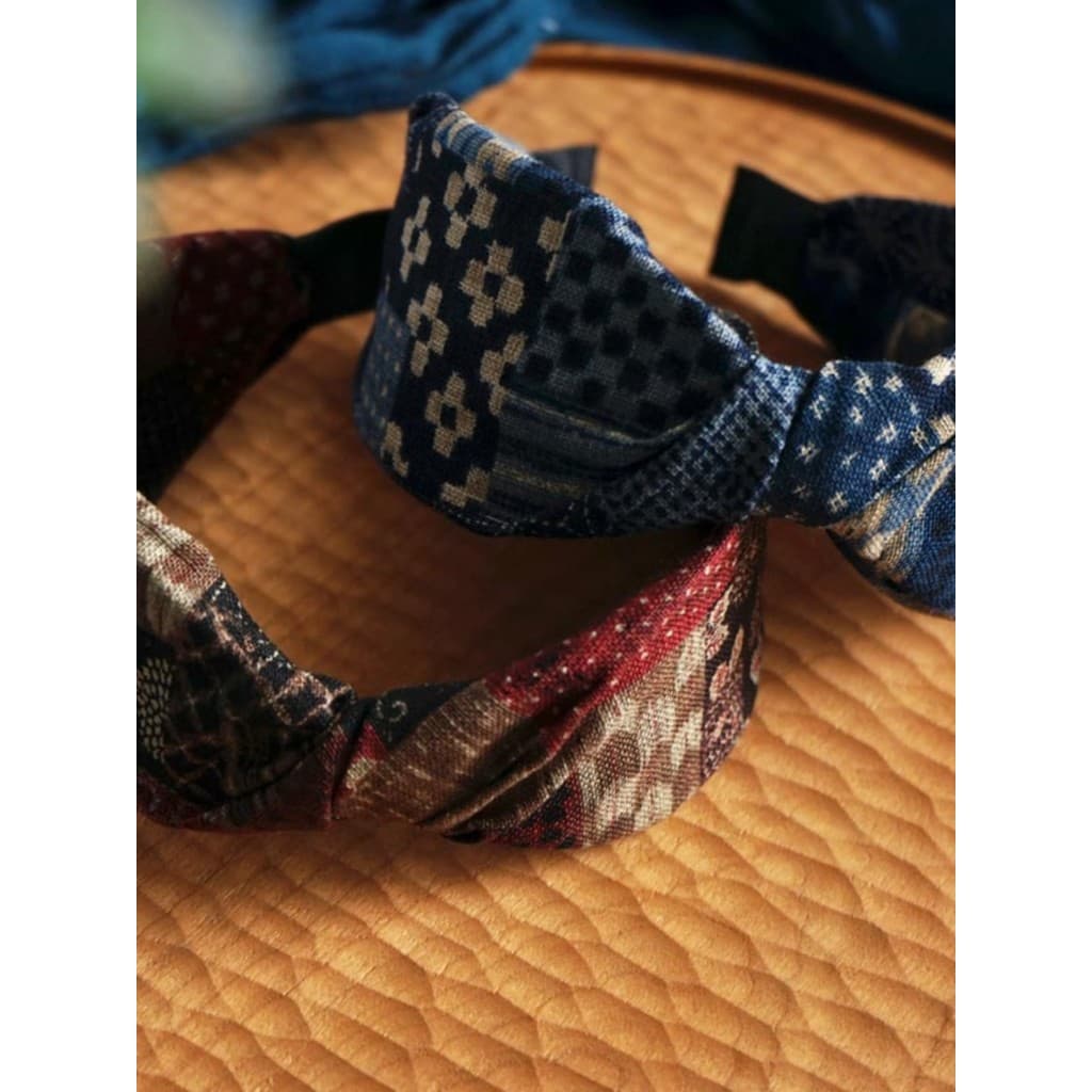 Retro tecido bandana bandana de aba larga literária All-Match japonês acessórios para o cabelo tecido Hairpin feminino H