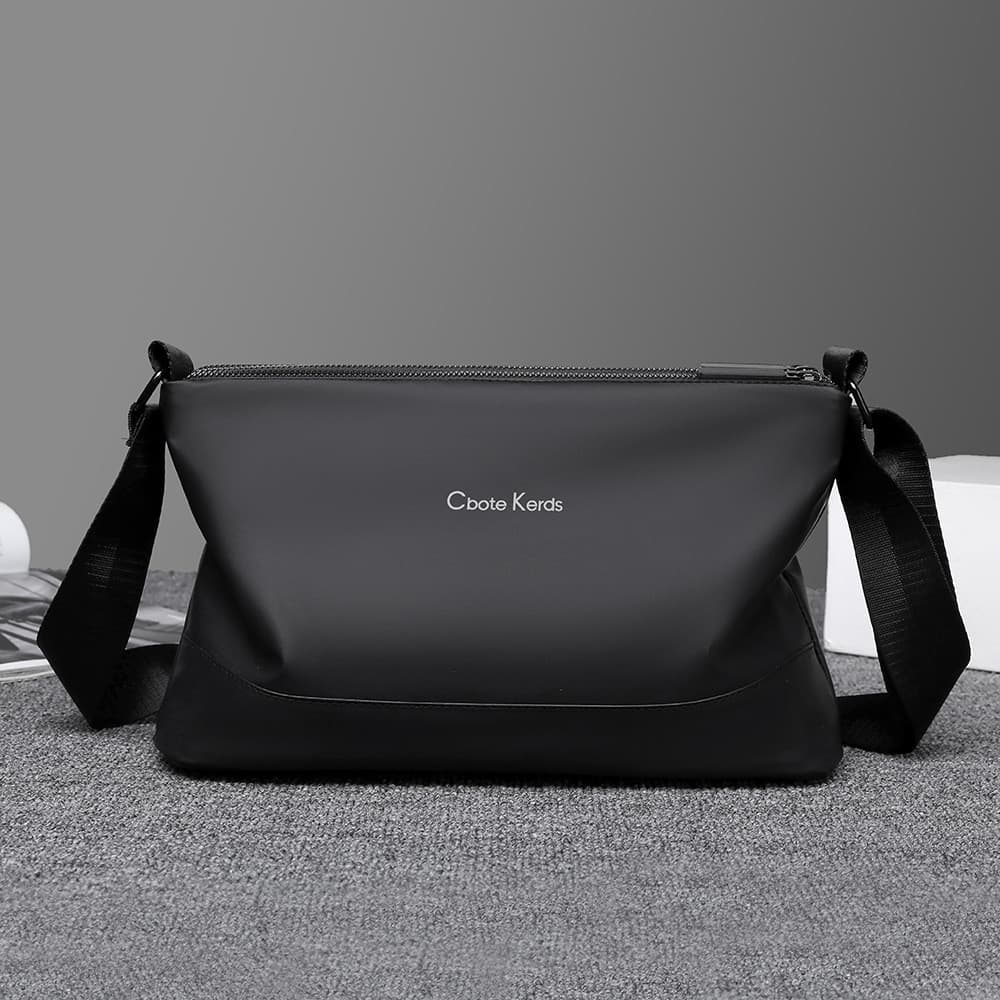 Bolsa masculina de couro filme pano mensageiro saco 2024 verão novo estilo negócios Commuter impermeável Horizontal pequ