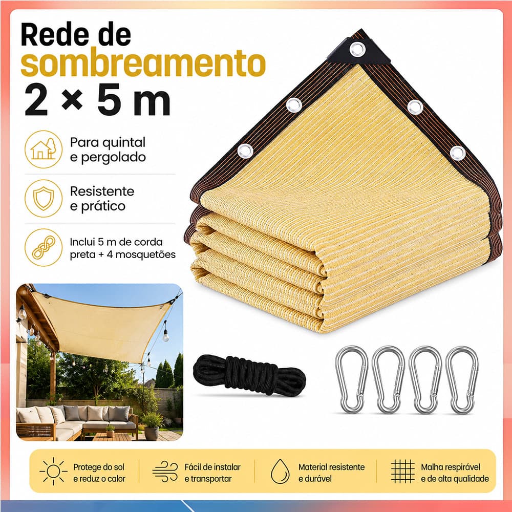 Taxa de rede de sombra perfurada com borda externa de 2x5m 90%