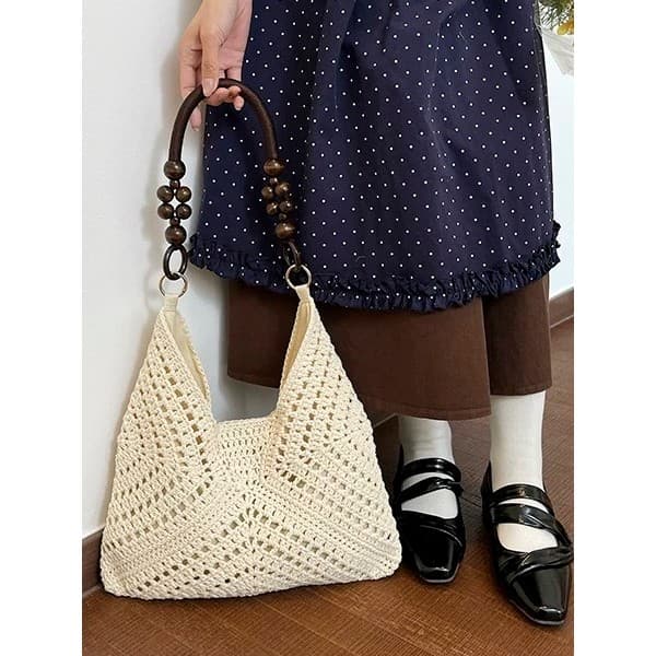Estilo coreano novo estilo fio de algodão artesanal triângulo saco feminino High-End moda All-Match bolsa de ombro estil