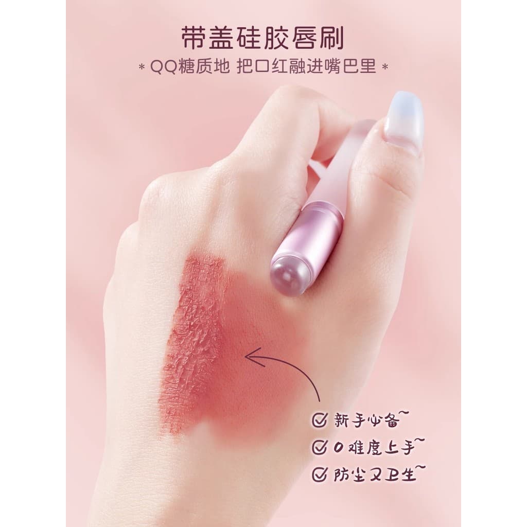 Mini escova labial de Silicone com tampa Anti-poeira portátil pincel labial corretivo manchas maquiagem multifuncional b