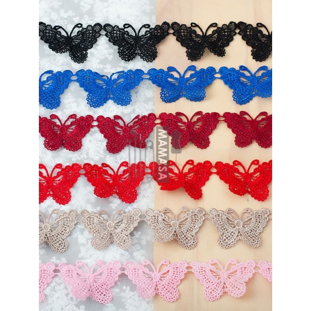 Largura de alta qualidade 5cm multicolorido borboleta poliéster solúvel em água bordado renda Material de roupas DIY pod