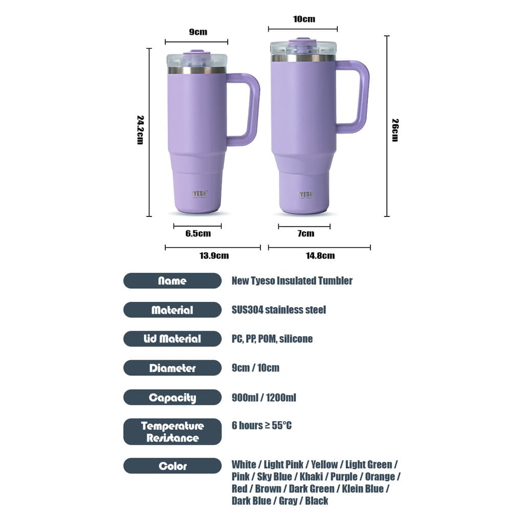 Copo Térmico Tyeso com Alça, 900ml/1200ml, Garrafa Térmica de Aço Inoxidável Isolada