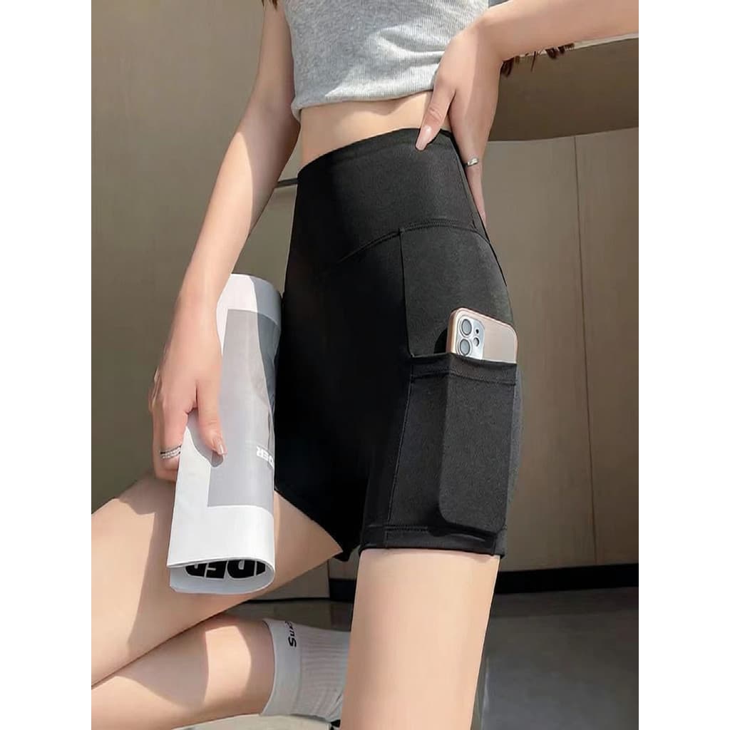 Bolso tubarão calças femininas exterior Wear verão calças de segurança finas mulheres Anti-reflexo cintura alta abdômen-