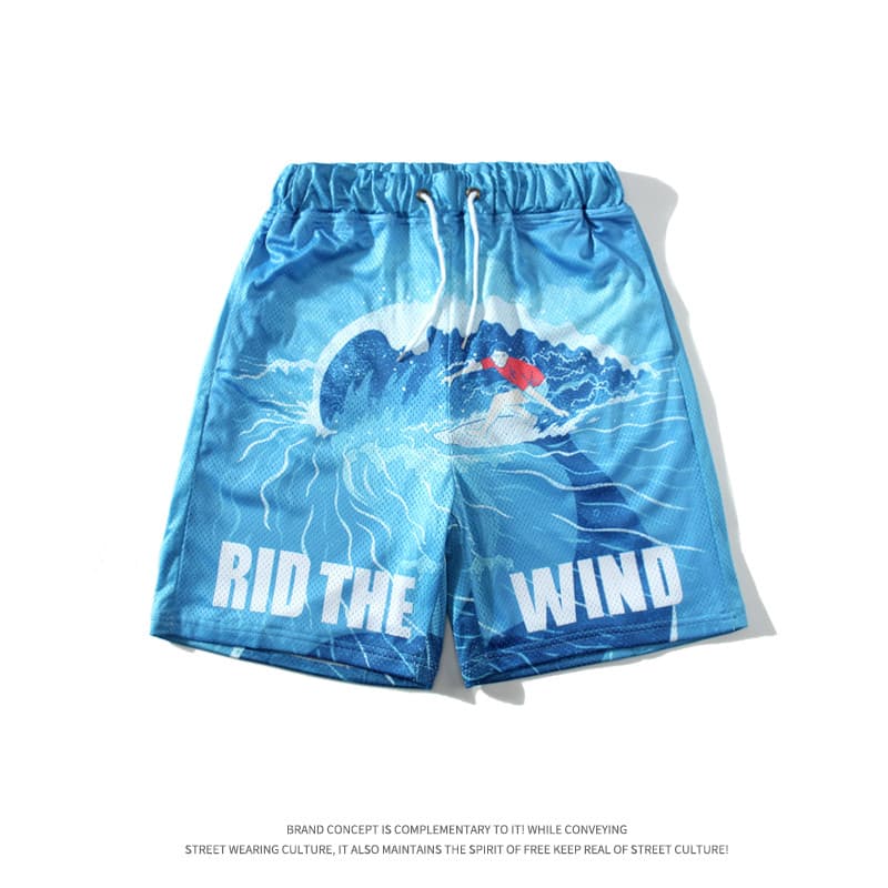 Shorts esportivos masculinos correndo Fitness de secagem rápida Casual cinco pontos verão único malha de seda gelo dos d