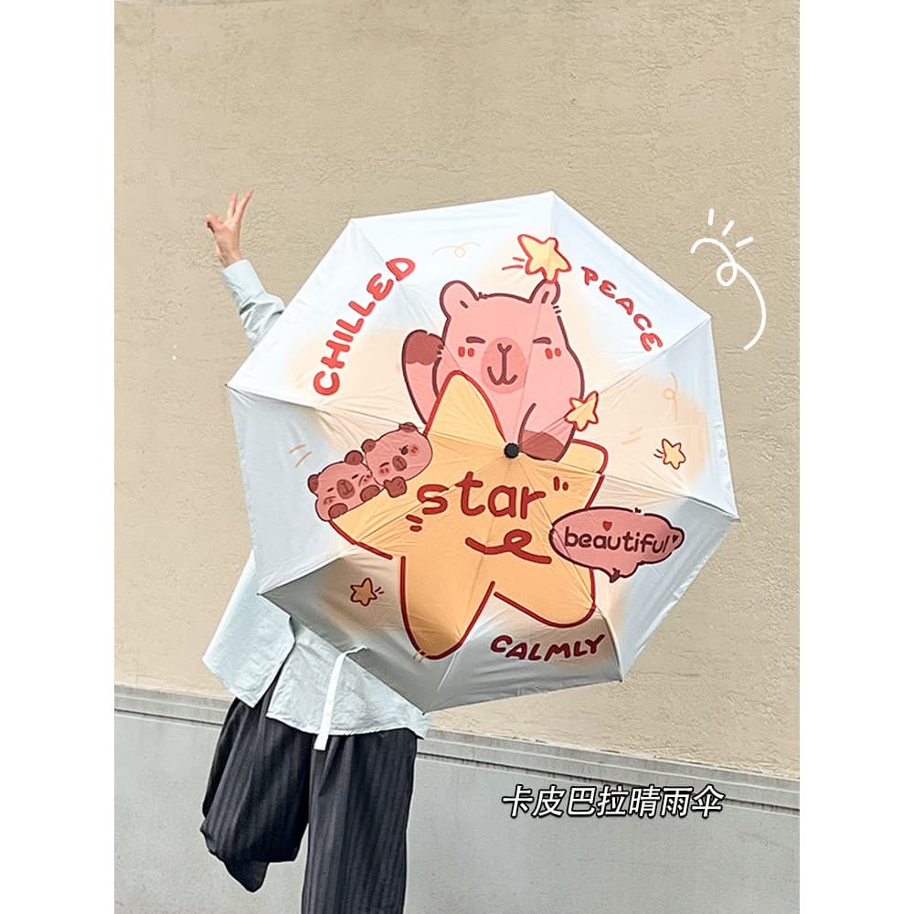 Original Kapibara guarda-sol feminino protetor solar Anti-ultravioleta pequeno portátil pára-sol chuva ou chuva dupla ut