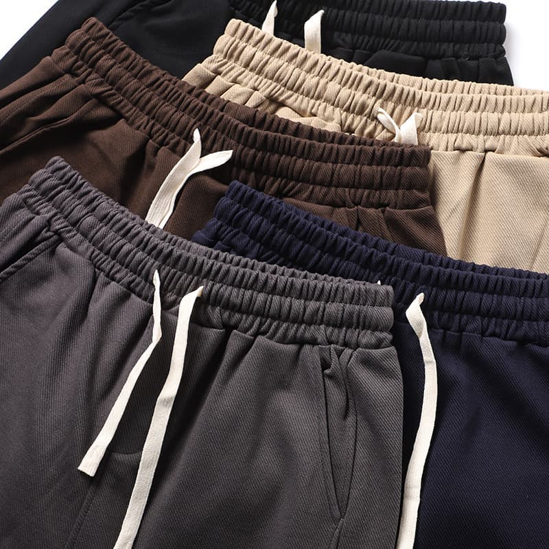 Básico Fácil de Usar!Roupa masculina pesada cáqui elástico esportes Shorts casuais masculino cor sólida calças de moleto