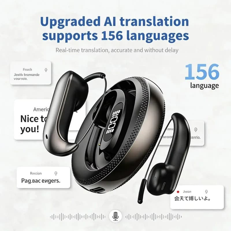 Novo X56 Estrela Anel Design Bluetooth 6.0 Earhook Fones De Ouvido AI Tradução Conforto Apto Para Viagens De Negócios Es