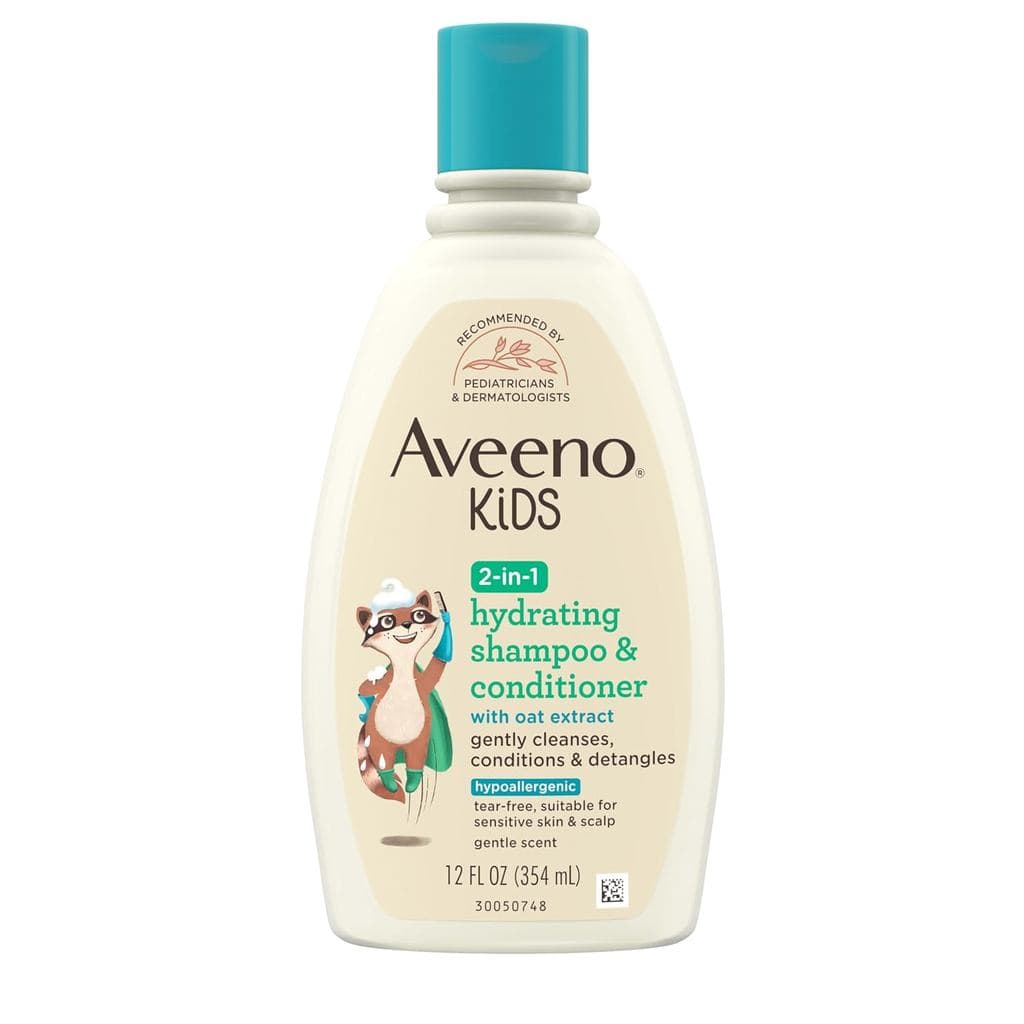Aveeno Kids Shampoo e Condicionador Hidratante 2 em 1, Limpa Suavemente, Condiciona e Desembaraça o Cabelo das Crianças,