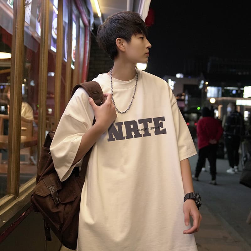 240g pesado puro algodão japonês de manga curta camiseta masculina 2023 verão novo estilo na moda solto camiseta masculi