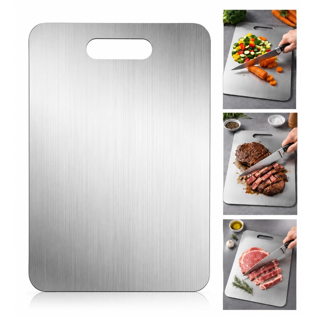 Tábua de Corte Aço Inox 304 Antibacteriana Antiaderente Anti Mofo 30cm 34cm