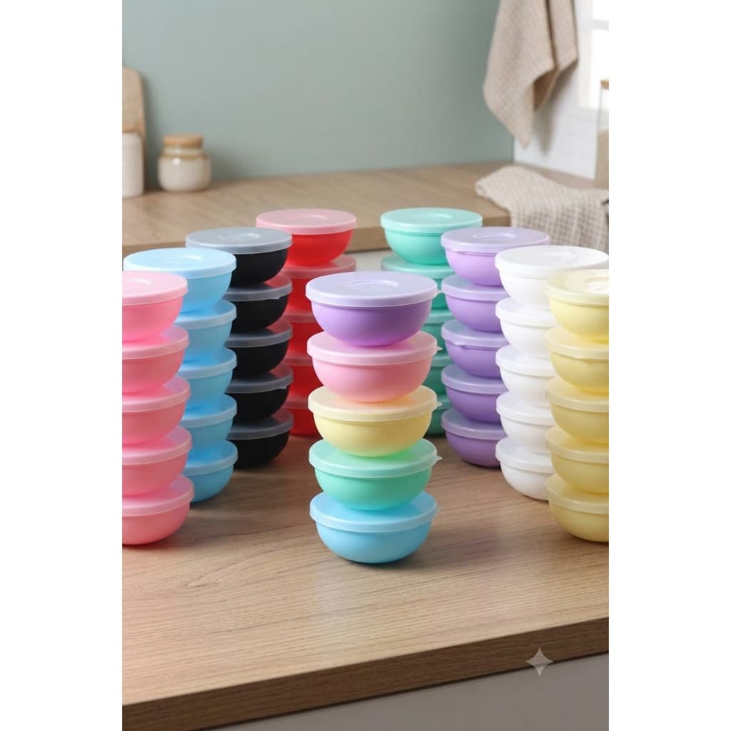 Kit 5 Potes Mini Bowl Com Tampa 270ml Tigela Plastica Colorida Sobremesa Papinha Loja Da Coisinha