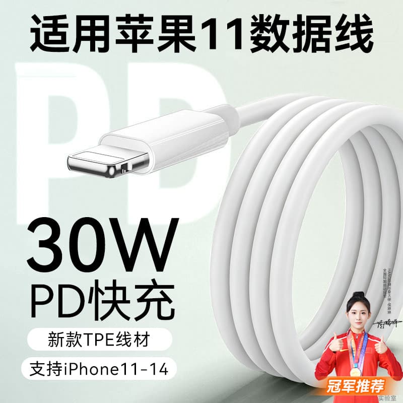 Adequado para cabo de dados Apple 11 30W Watt PD Carregamento Super rápido iPhone11 Cabo de carregamento de celular 11pr