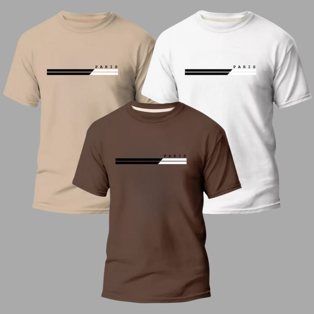 Kit 3 Camisas Masculinas 100% Algodão Premium Conforto Moda Casual Street Paris Casual Moderna