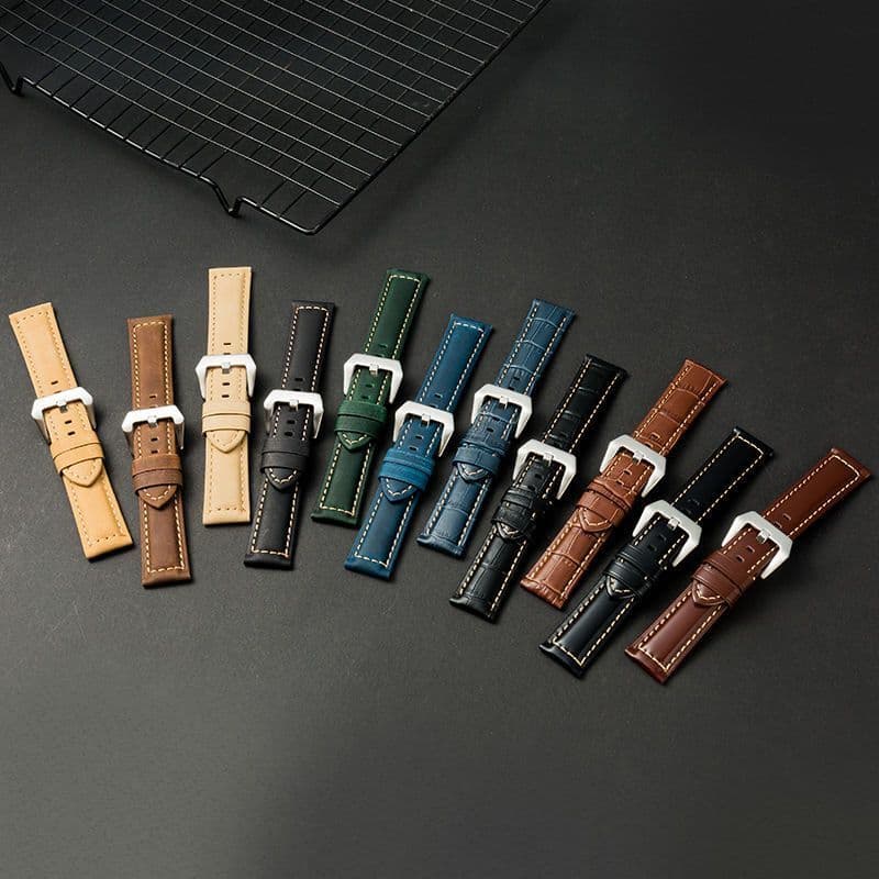 [Alça] Pulseira alternativa de couro Crazy Horse pulseira Universal Premium pulseira de couro masculina 20, 22, 24, 26 m