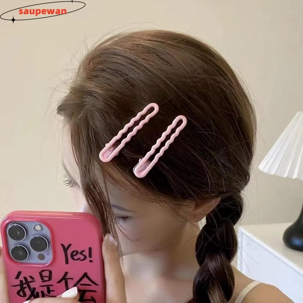 SAUPEWAN Grampo De Cabelo Fofo De Cor Doce , De Liga Sólida Com Lado Ondulado , Grampos Engraçados