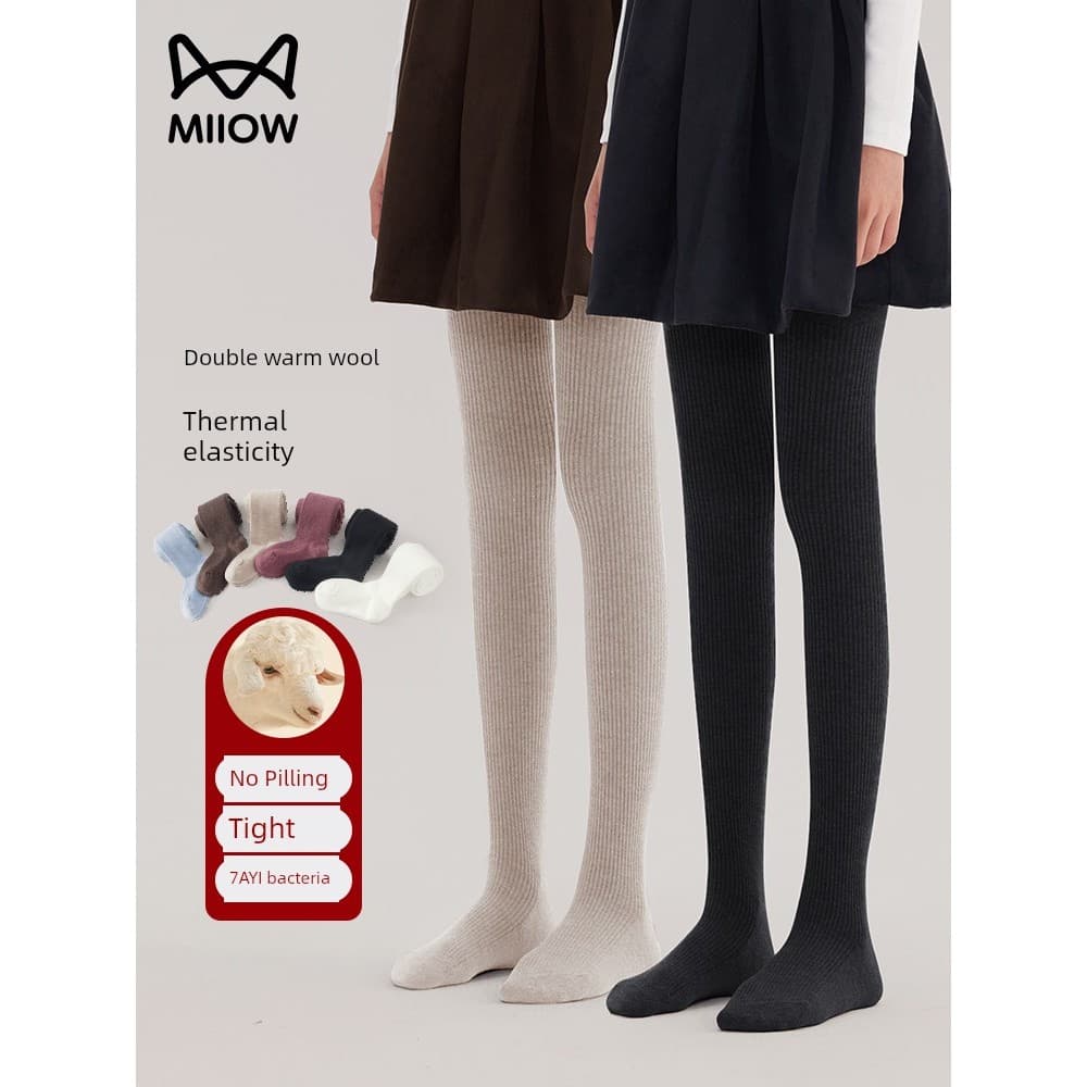 meia calça infantil menina Leggings de lã preta de primavera e outono para gatos