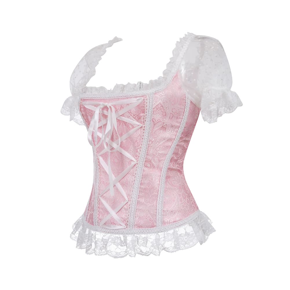 Corset Vitoriano ARNY para Mulheres, Blusa de Renda, Bustier Lolita de Manga Curta, Tamanho Plus