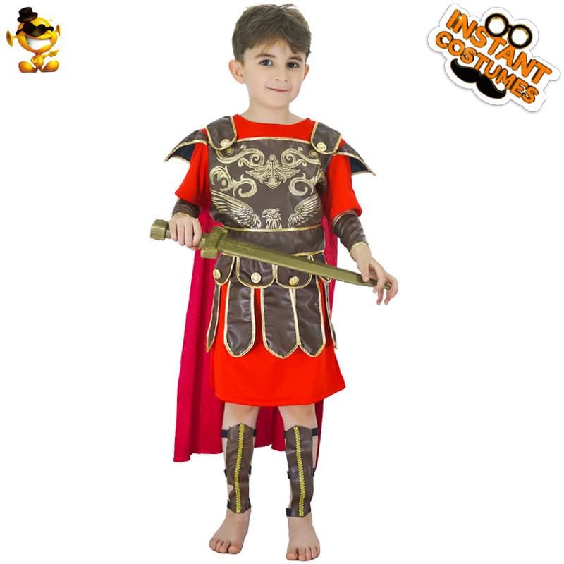 Traje de carnaval pequeno guerreiro romano traje de festa