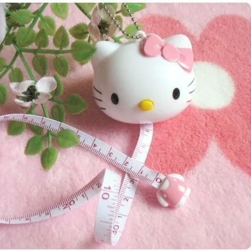1 chaveiro de fita métrica de gato de anime fofo, ferramenta de medição corporal em formato de coração da Sanrio para es